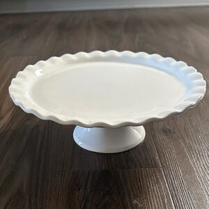 12.5x12.5 White Ceramic Scalloped Cake Stand Never Used!